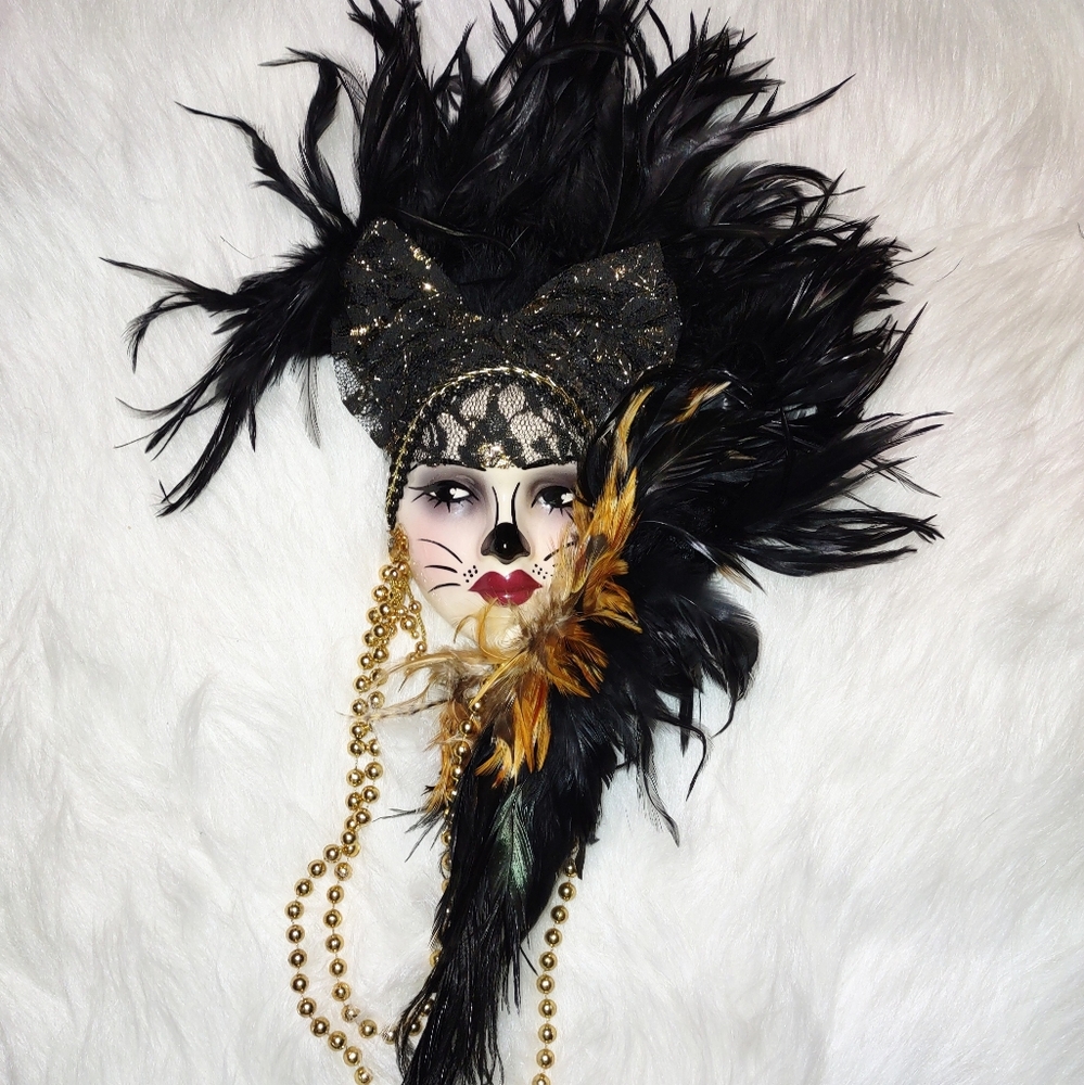 Vintage Unique Creations Cat Face Wall Hanging Decor Art Collectible